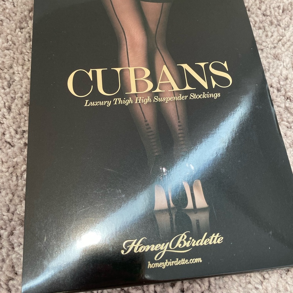 Honey Birdette Black Cubans Thigh High Stockings